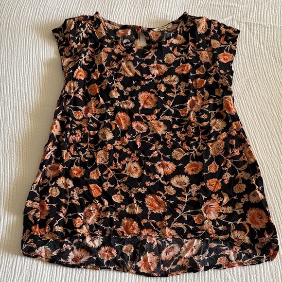 Christian Siriano Tops - Christian Siriano Floral Blouse in Black and Orange / XS
